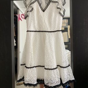 Alexis Black and White v-neck Short Dress